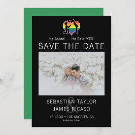 Save the Date Gay He sagte Ja Personalisiert Foto Ankündigung