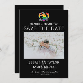 Save the Date Gay He sagte Ja Personalisiert Foto Ankündigung