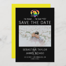 Save the Date Gay He sagte Ja Personalisiert Foto Ankündigung