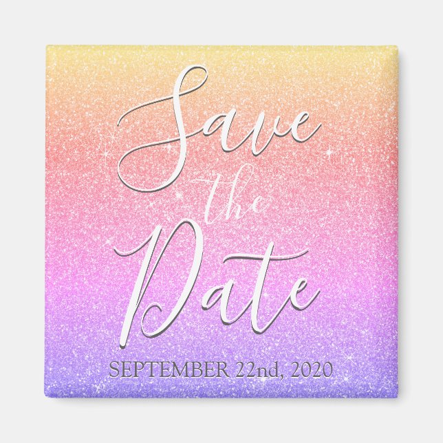 Save the Date Geburtstag Lila Glitzer Sparkle Magnet (Vorne)