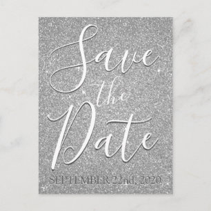 Save the Date Geburtstag Silver Glitzer Ankündigungspostkarte