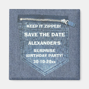 Save the Date Geburtstagsparty Behielt es Zipped D Magnet