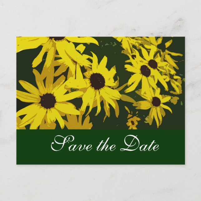 Save the Date, gelbe Blume Ankündigungspostkarte (Vorderseite)