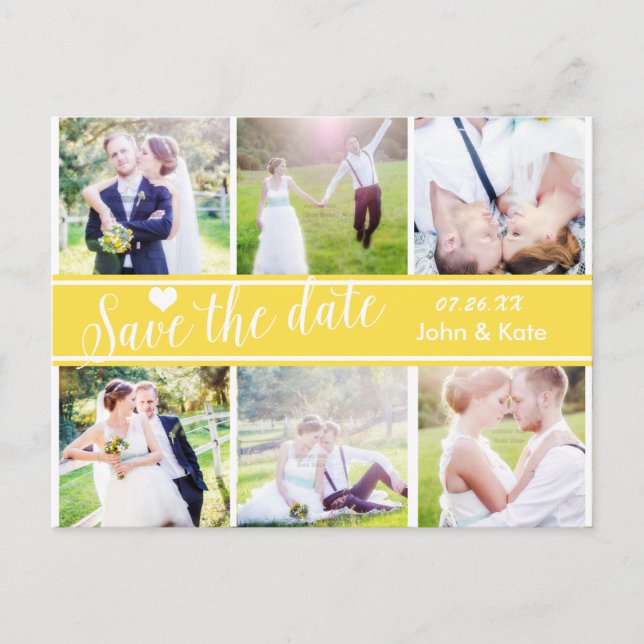 SAVE THE DATE Gelbe Hochzeit 6 FOTO Postkarte (Vorderseite)