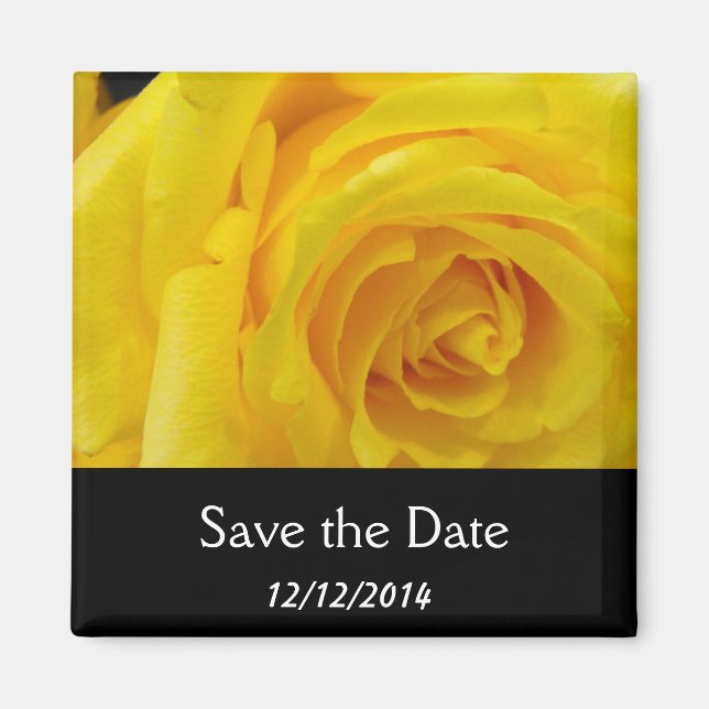 Save the Date, gelbe Rose-Blume Magnet (Vorne)