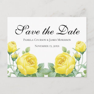 Save the Date Gelbe Rose Blume Verlobung Postkarte