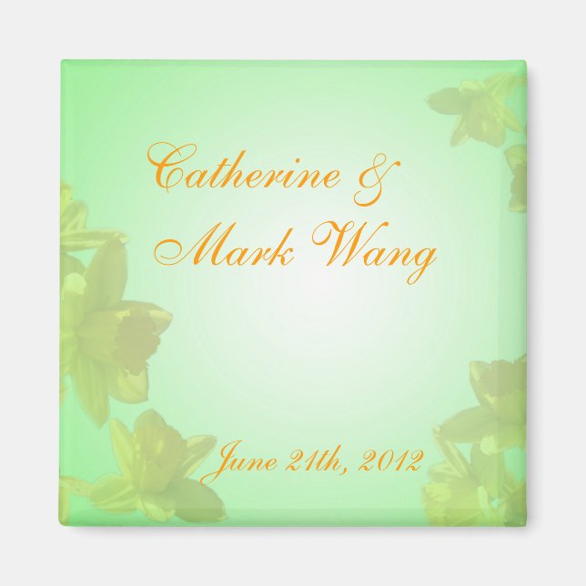 Save the Date, gelbe Tulpe-Blume Magnet (Vorne)