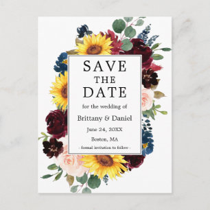 Save the Date gemischte Blumenrahmen für Aquarellf Ankündigungspostkarte