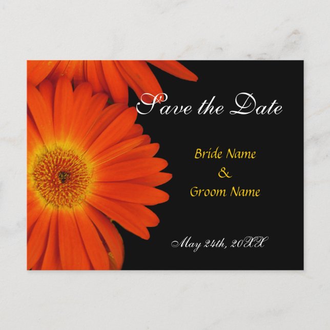 Save the Date, Gerbera daisy Ankündigungspostkarte (Vorderseite)