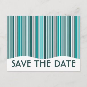Save the Date: gestreifter Vorhang: Ankündigungspostkarte