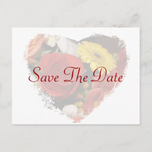 "Save the Date" gezackte Edge Heart Bouquet Templa Postkarte