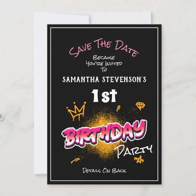 Save the Date Girls Geburtstagsfeier (Vorderseite)