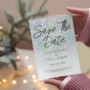 Save the Date Glam Holographic Glitzer Moderner