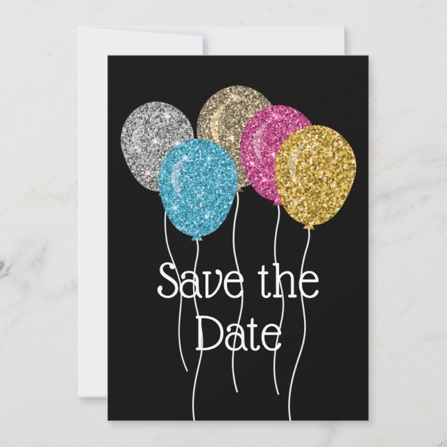 Save The Date Glitter Geburtstagsfeier (Vorderseite)