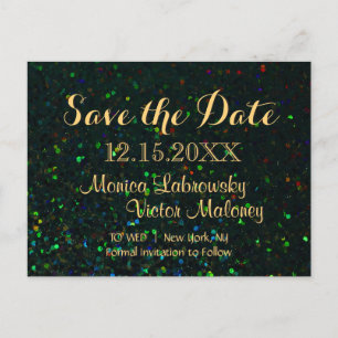 Save The Date Glitzer Ankündigungspostkarte