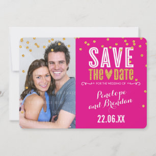 SAVE THE DATE Glitzer Konfetti fuschia rosa