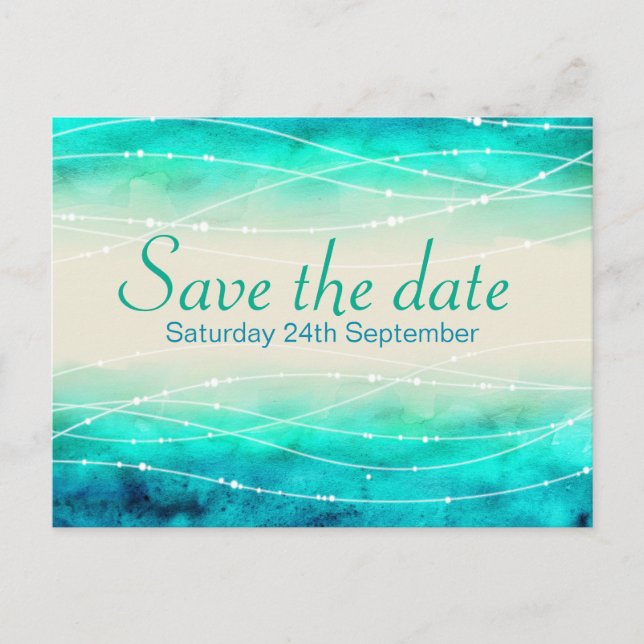 Save the Date glitzernde Hochzeiten Ankündigungspostkarte (Vorderseite)