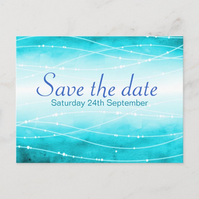 Save the Date glitzernde Hochzeiten Ankündigungspostkarte (Vorderseite)