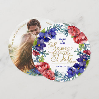 Save The Date | Glückliches Wasserfarben-Blumenarr Einladung