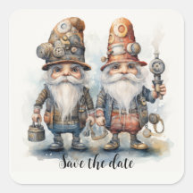 Save the Date Gnomen mit Laterne und Werkzeugen