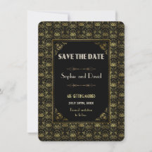 Save The Date | Gold Black Roaring 20s Art Deco
