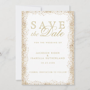 Save the Date Gold Confetti und White