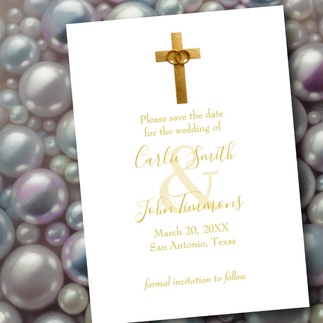 Save the Date Gold Cross mit Hochzeitsrennen (Von Creator hochgeladen)