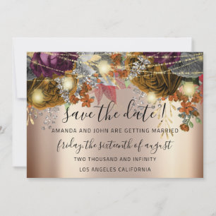 Save the Date Gold Floral Rosen Lights