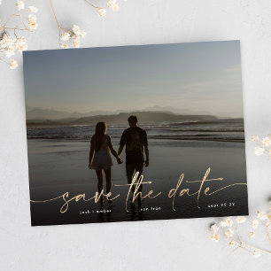 Save the Date Gold Foil Budget Modernes Foto Flyer