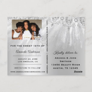 Save the Date Gold Foto Rose Sweet 16. Bridal Postkarte