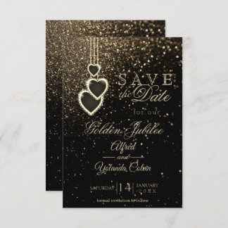 Save the Date - Gold-Glitzer  Einladung