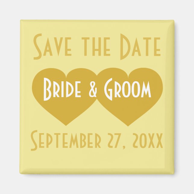 Save the Date Gold Hearts Magnet (Vorne)