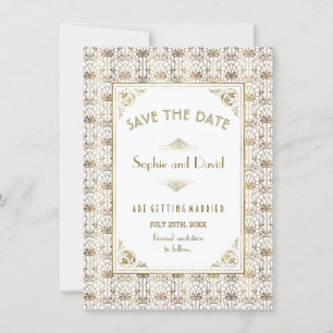 Save The Date   Gold White Roaring 20s Art Deco