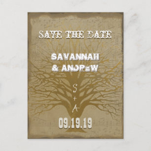 Save the Date Gold Wirbel Tree Ankündigungspostkarte