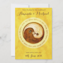 SAVE THE DATE Gold YinYang taucht Hochzeitskarte