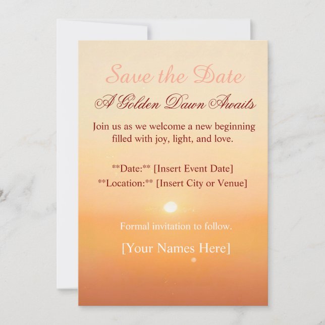 Save the Date – Golden Dawn | Elegant New Year or  (Vorderseite)