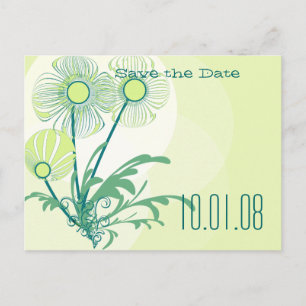 Save the Date Golden Lime Green Floral Wedding Ankündigungspostkarte
