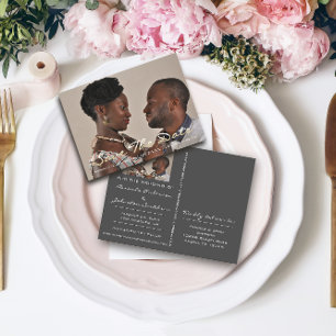 Save the Date Golden Script Foto Gray Postkarte