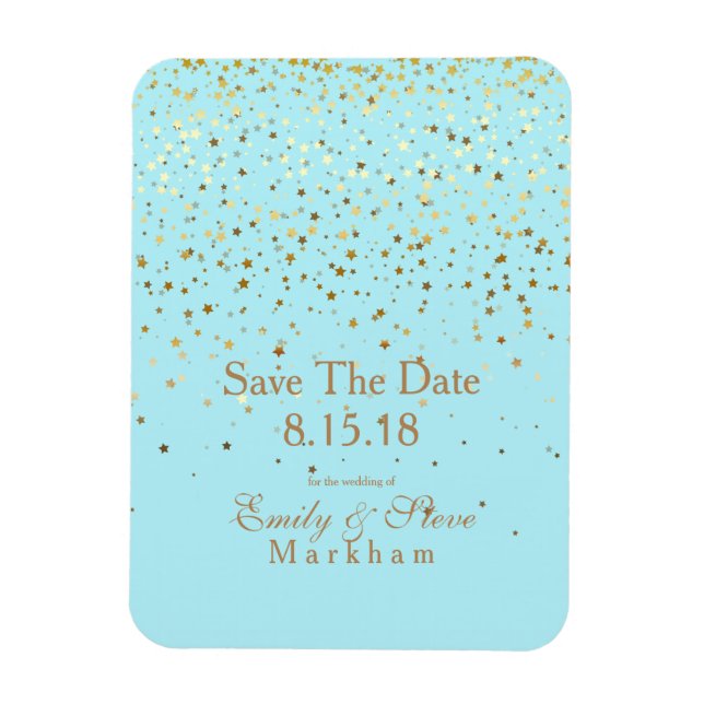 Save the Date Golden Stars Magnet (Vertikal)