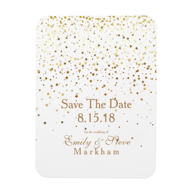 Save the Date Golden Stars Magnet (Vertikal)