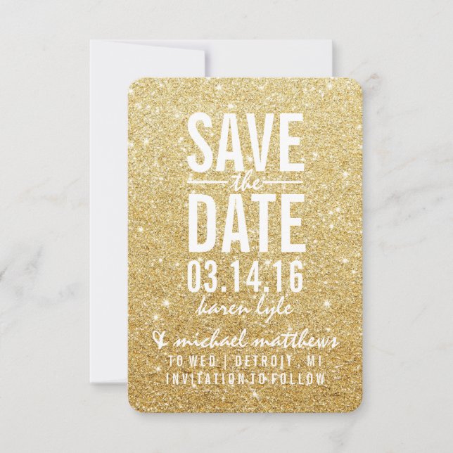 Save The Date | Goldener Glitzer Fab II (Vorderseite)
