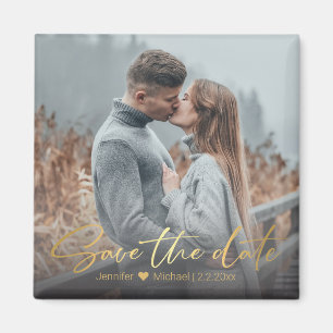 Save the Date, goldenes handgeschriebenes Hochzeit Magnet