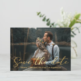 Save the Date goldfarbene, trendy scrip Hochzeitsk Mitteilungskarte