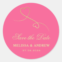 Save The Date | Goldherzen Fuchsia Pink Hochzeit