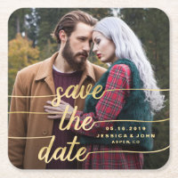 Save the Date Goldkalligraphie-Imitat-Folien-Foto