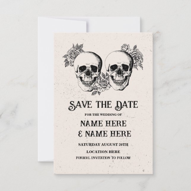 Save the Date Gothic Frame Halloween Skull Card (Vorderseite)