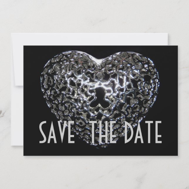 Save the Date - Gothic Metal Heart Jewel (Vorderseite)
