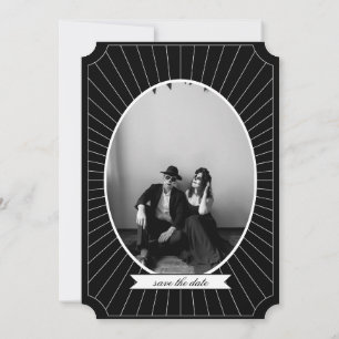 SAVE THE DATE Gothic Skeleton Tarot Wedding B&W Einladung
