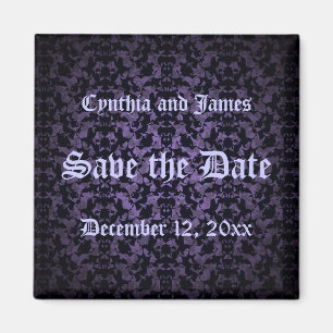 Save the Date gotischer lila und schwarzer Magnet