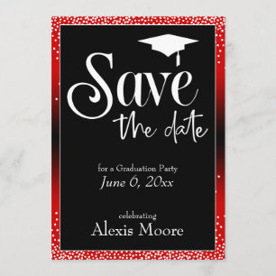 Save the Date Graduierungspartei Bright Red Ombre Einladung